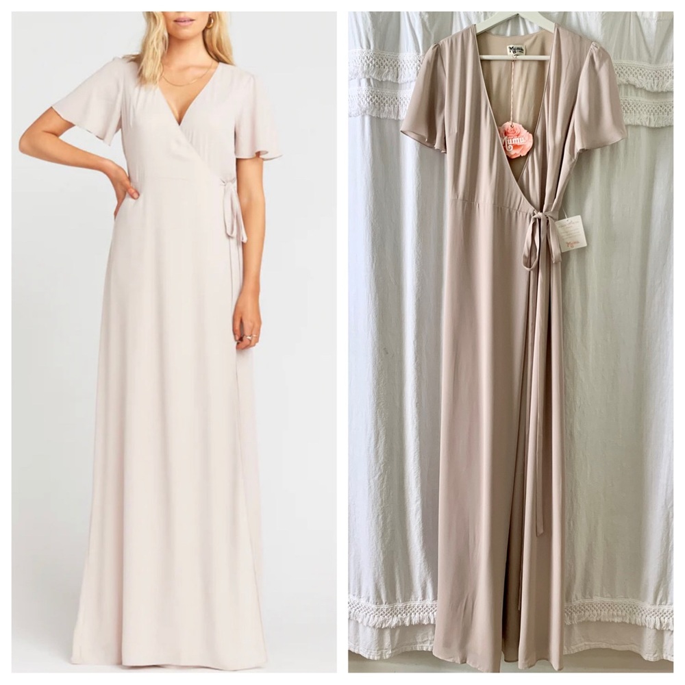 NWT Show Me Your MuMu Blush Maxi Noelle Flutter Wrap Dress XS